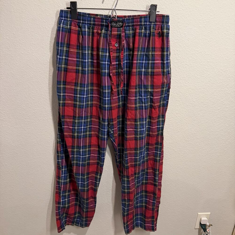 Polo Ralph Lauren Plaid Pajama Pants Men’s Size Large Middle & Side Logos